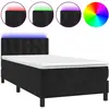 vidaXL Sommier à lattes de lit avec matelas et LED Noir 90x200 cm