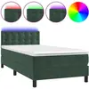 vidaXL Sommier à lattes de lit avec matelas et LED Vert foncé 90x200cm