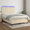 vidaXL Sommier à lattes de lit et matelas et LED Crème 140x190cm Tissu