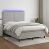 vidaXL Sommier à lattes de lit et matelas et LED Gris clair 140x200 cm