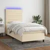 vidaXL Sommier à lattes de lit et matelas et LED Crème 100x200cm Tissu