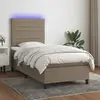 vidaXL Sommier à lattes de lit et matelas et LED Taupe 100x200cm Tissu