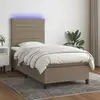 vidaXL Sommier à lattes de lit et matelas et LED Taupe 80x200 cm Tissu