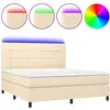 vidaXL Sommier à lattes de lit et matelas et LED Crème 180x200cm Tissu