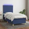 vidaXL Sommier à lattes de lit et matelas et LED Bleu 100x200 cm Tissu
