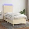 vidaXL Sommier à lattes de lit et matelas et LED Crème 90x190 cm Tissu