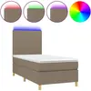 vidaXL Sommier à lattes de lit et matelas et LED Taupe 90x200 cm Tissu