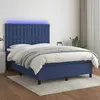 vidaXL Sommier à lattes de lit et matelas et LED Bleu 140x190 cm Tissu