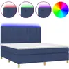 vidaXL Sommier à lattes de lit et matelas et LED Bleu 160x200 cm Tissu