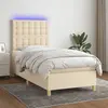 vidaXL Sommier à lattes de lit et matelas et LED Crème 100x200cm Tissu