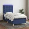 vidaXL Sommier à lattes de lit et matelas et LED Bleu 100x200 cm Tissu