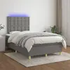 vidaXL Sommier à lattes de lit et matelas et LED Gris foncé 120x200 cm