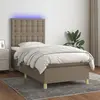 vidaXL Sommier à lattes de lit et matelas et LED Taupe 100x200cm Tissu