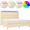 vidaXL Sommier à lattes de lit et matelas et LED Crème 200x200cm Tissu