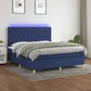 vidaXL Sommier à lattes de lit et matelas et LED Bleu 180x200 cm Tissu