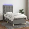 vidaXL Sommier à lattes de lit et matelas et LED Gris foncé 90x190 cm