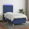 vidaXL Sommier à lattes de lit et matelas et LED Bleu 90x190 cm Tissu