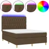 vidaXL Sommier à lattes de lit matelas et LED Marron foncé 140x200 cm