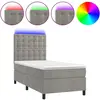 vidaXL Sommier à lattes de lit et matelas et LED Gris clair 90x200 cm