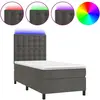 vidaXL Sommier à lattes de lit et matelas et LED Gris foncé 90x200 cm