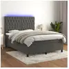 vidaXL Sommier à lattes de lit matelas et LED Gris foncé 140x190 cm
