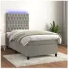 vidaXL Sommier à lattes de lit matelas et LED Gris clair 100x200 cm