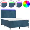vidaXL Sommier à lattes de lit avec matelas LED Bleu foncé 140x200 cm