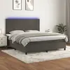 vidaXL Sommier à lattes de lit et matelas et LED Gris foncé 160x200 cm
