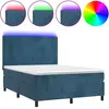vidaXL Sommier à lattes de lit avec matelas LED Bleu foncé 140x190 cm