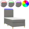 vidaXL Sommier à lattes de lit et matelas et LED Gris foncé 90x200 cm