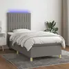 vidaXL Sommier à lattes de lit et matelas et LED Gris foncé 90x190 cm