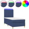 vidaXL Sommier à lattes de lit et matelas et LED Bleu 90x190 cm Tissu