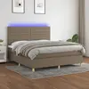 vidaXL Sommier à lattes de lit et matelas et LED Taupe 180x200cm Tissu