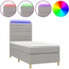 vidaXL Sommier à lattes de lit et matelas et LED Gris clair 90x190 cm