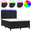 vidaXL Sommier à lattes de lit matelas et LED Noir 140x190 cm Velours