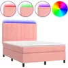 vidaXL Sommier à lattes de lit matelas et LED Rose 140x190 cm Velours
