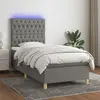 vidaXL Sommier à lattes de lit et matelas et LED Gris foncé 90x190cm