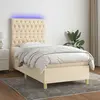 vidaXL Sommier à lattes de lit et matelas et LED Crème 90x190 cm Tissu