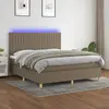 vidaXL Sommier à lattes de lit et matelas et LED Taupe 160x200cm Tissu