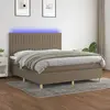 vidaXL Sommier à lattes de lit et matelas et LED Taupe 180x200cm Tissu