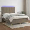 vidaXL Sommier à lattes de lit et matelas et LED Taupe 140x190cm Tissu