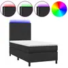 vidaXL Sommier à lattes de lit avec matelas et LED Noir 90x200 cm