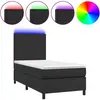 vidaXL Sommier à lattes de lit avec matelas et LED Noir 90x200 cm