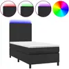 vidaXL Sommier à lattes de lit avec matelas et LED Noir 90x190 cm