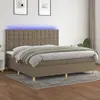 vidaXL Sommier tapissier et matelas et LED Taupe 200x200 cm Tissu