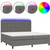 vidaXL Sommier à lattes de lit avec matelas et LED Gris 200x200 cm
