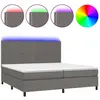 vidaXL Sommier à lattes de lit avec matelas et LED Gris 200x200 cm