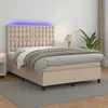vidaXL Sommier à lattes de lit avec matelas LED Cappuccino 140x200 cm