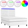 vidaXL Sommier à lattes de lit avec matelas et LED Blanc 140x200 cm
