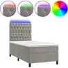 vidaXL Sommier à lattes de lit et matelas et LED Gris clair 90x190 cm